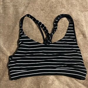 Athleta Black and White Striped Sports Bra